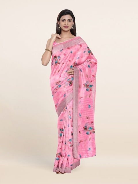 

Pothys Pink & Blue Floral Saree