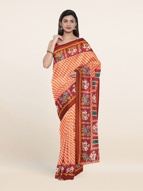 

Pothys Orange & White Ethnic Motifs Saree