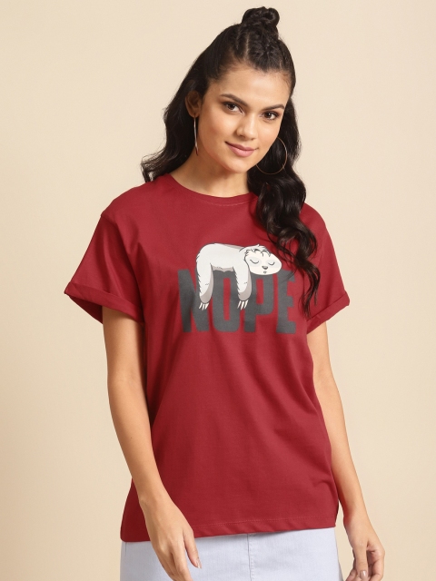 

Bewakoof Women Red & Black Printed T-shirt