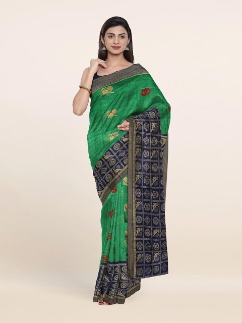 

Pothys Green & Blue Floral Zari Saree