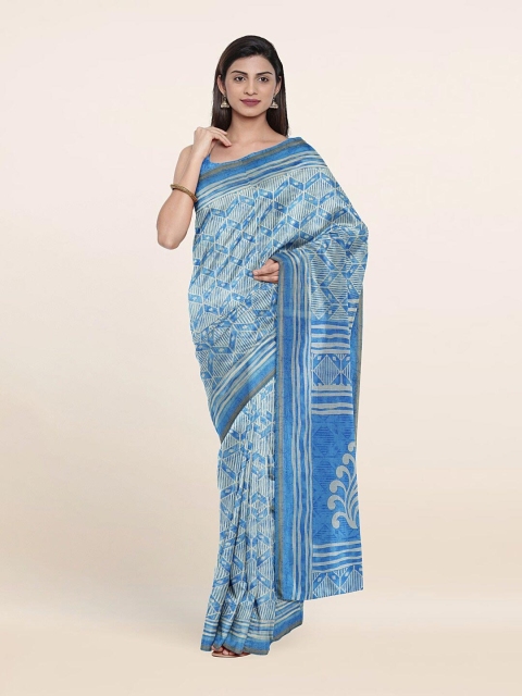 

Pothys Blue & White Floral Printed Saree