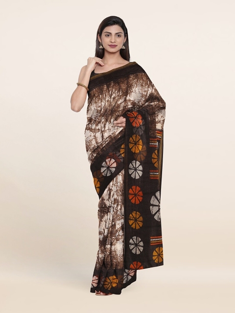 

Pothys Off White & Black Floral Saree