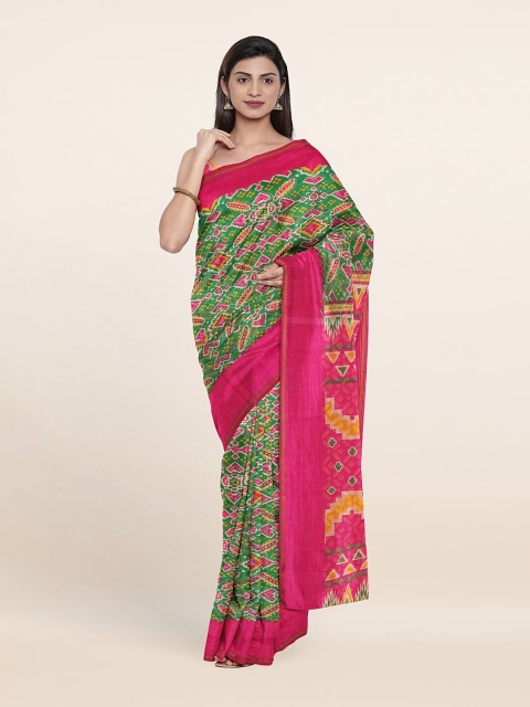 

Pothys Green & Pink Cotton Blend Saree