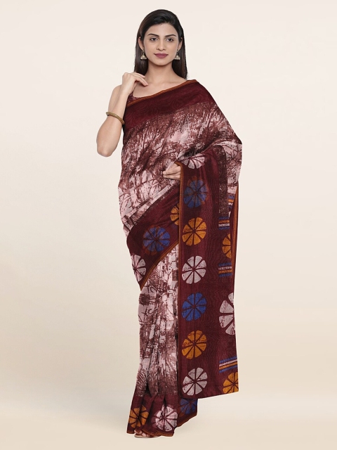

Pothys Off White & Brown Floral Saree