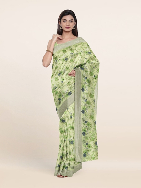 

Pothys Green & Blue Floral Printed Cotton Blend Saree