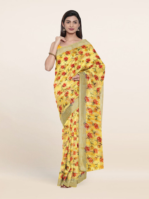 

Pothys Yellow & Red Floral Saree