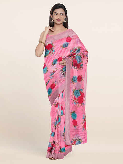 

Pothys Pink & Red Floral Saree