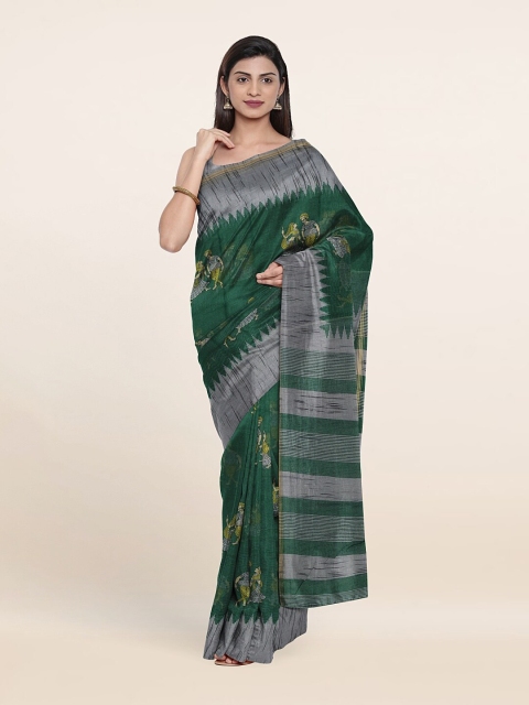

Pothys Green & Grey Ethnic Motifs Saree
