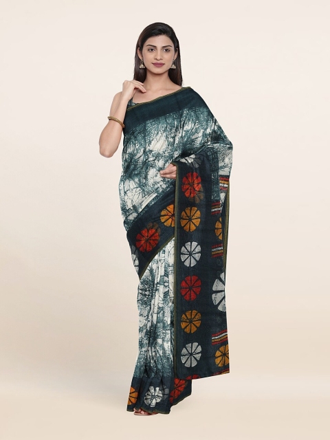 

Pothys Off White & Grey Floral Saree