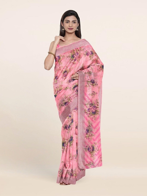 

Pothys Pink & Green Floral Saree