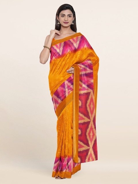 

Pothys Mustard & Pink Printed Saree
