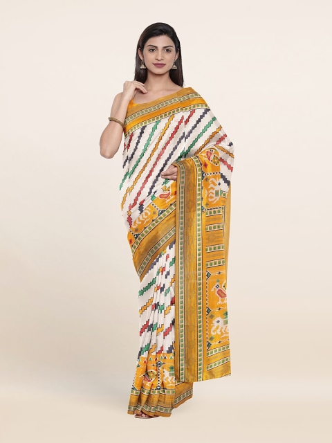 

Pothys Off White & Yellow Striped Saree