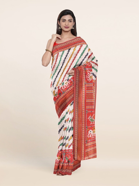 

Pothys Off White & Red Striped Saree