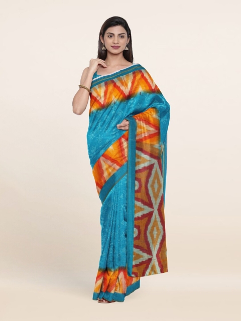 

Pothys Blue & Orange Saree
