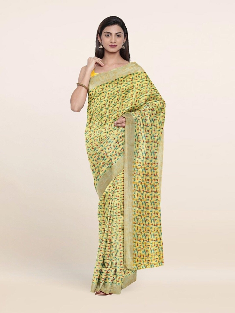

Pothys Yellow & Green Floral Printed Saree