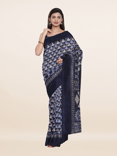 

Pothys Blue & Grey Geometric Printed Saree