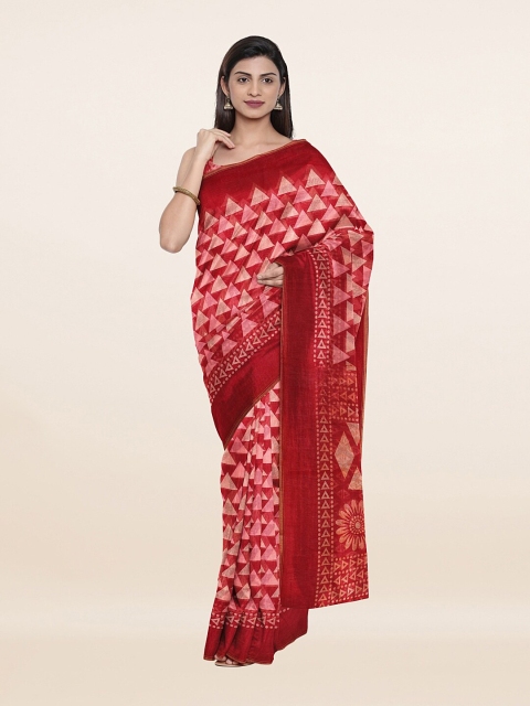 

Pothys Maroon & Off White Cotton Blend Saree