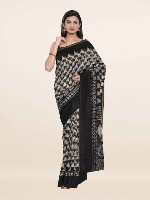 

Pothys Black & Cream-Coloured Zari Saree