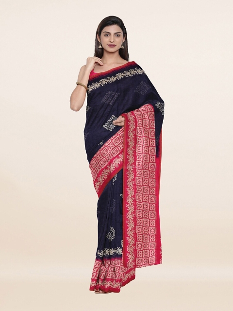

Pothys Blue & Pink Ethnic Motifs Saree