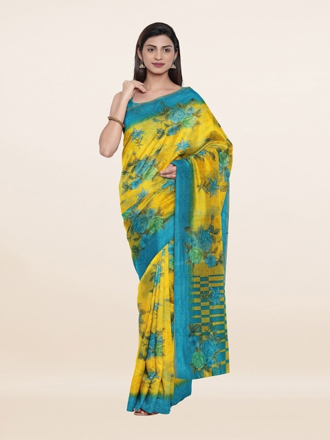 

Pothys Yellow & Blue Floral Saree