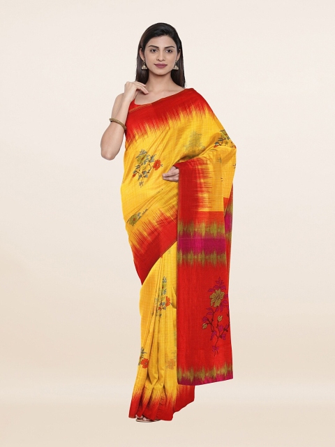 

Pothys Yellow & Red Floral Saree