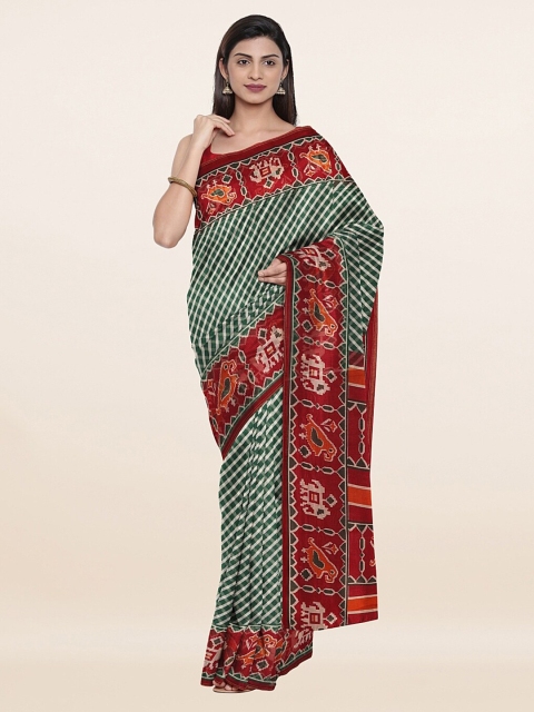 

Pothys Green & Orange Ethnic Motifs Printed Saree