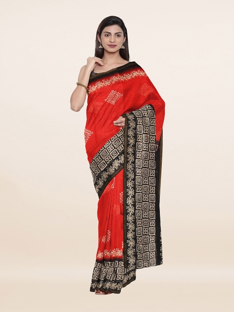 

Pothys Red & Black Ethnic Motifs Saree