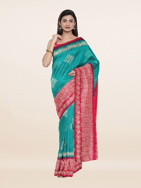 

Pothys Green & Pink Floral Saree