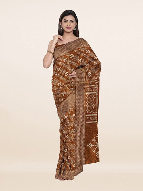 

Pothys Khaki & Maroon Floral Saree