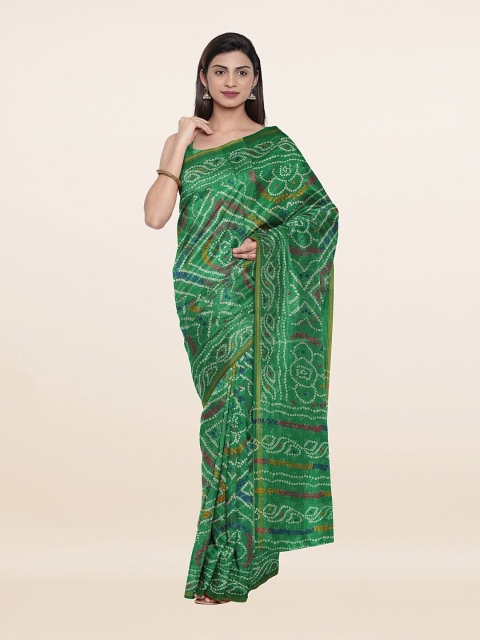 

Pothys Green & White Bandhani Zari Saree