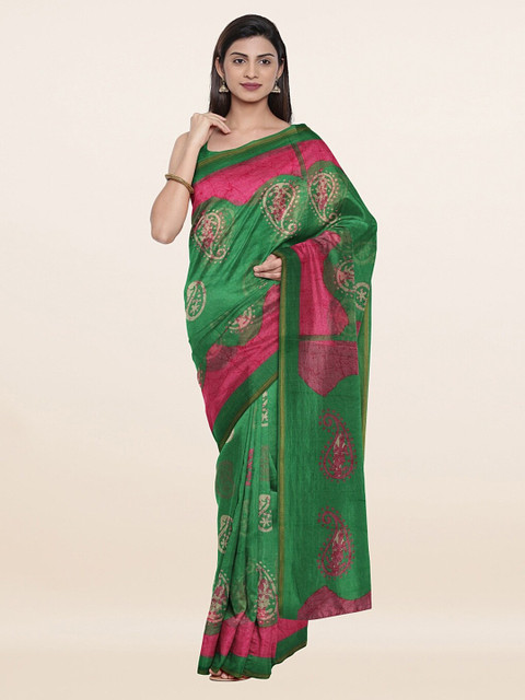 

Pothys Green & Magenta Ethnic Motifs Printed Saree