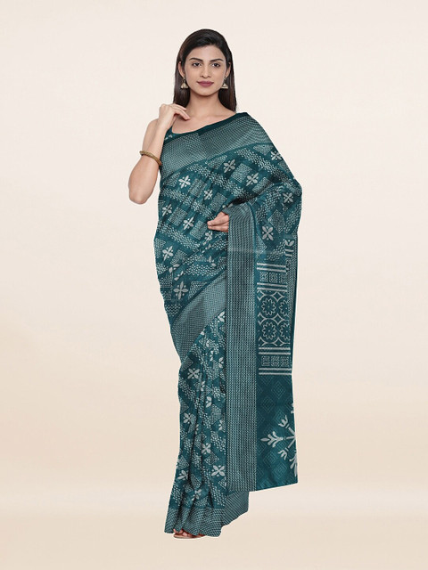 

Pothys Green & White Geometric Printed Saree