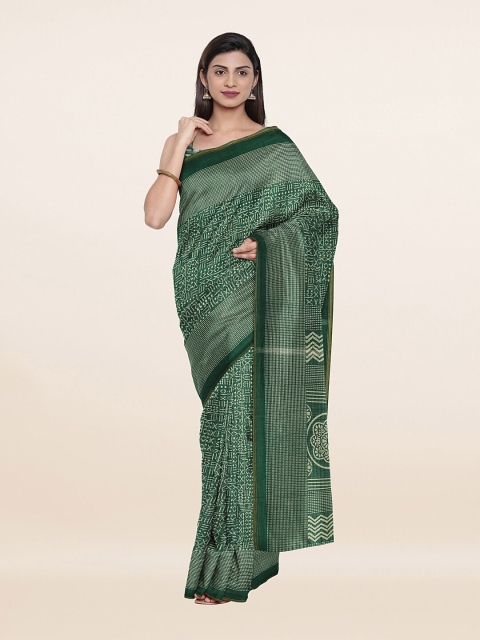 

Pothys Green & Cream-Coloured Printed Cotton Blend Saree