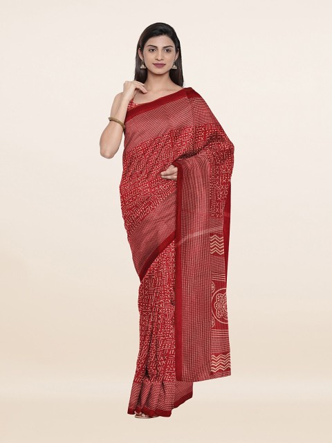 

Pothys Maroon & Off-White Geometric Printed Saree