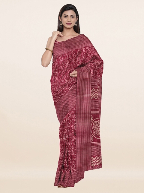 

Pothys Purple & White Geometric Printed Saree