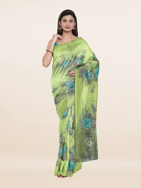 

Pothys Green & Blue Floral Printed Saree