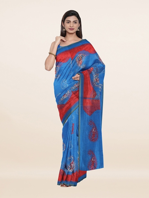 

Pothys Blue & Red Ethnic Motifs Zari Saree