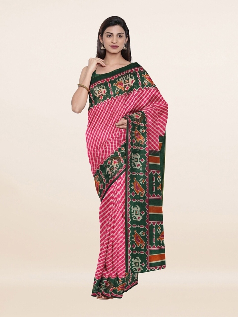 

Pothys Pink & Green Checked Saree
