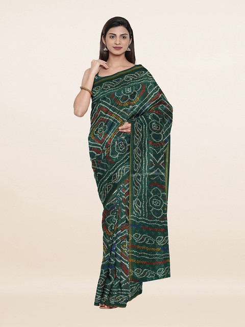 

Pothys Green & White Bandhani Saree