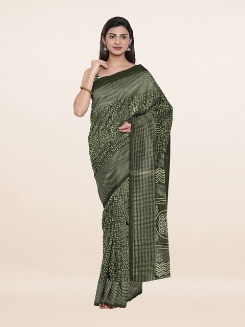 

Pothys Green & Off-White Printed Cotton Blend Saree