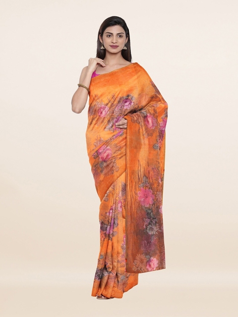 

Pothys Peach-Coloured & Orange Floral Saree