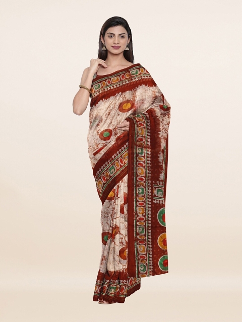 

Pothys Off White & Maroon Printed Saree