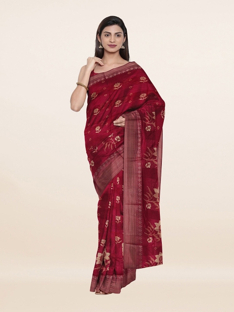 

Pothys Burgundy & Beige Ethnic Motifs Printed Saree