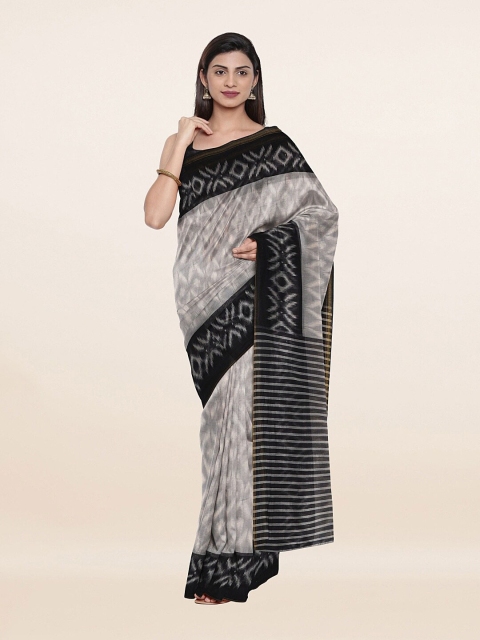 

Pothys Grey & Black Printed Cotton Blend Saree