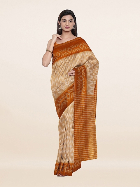 

Pothys Beige & Red Ethnic Motifs Saree