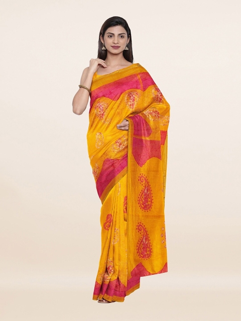 

Pothys Yellow & Red Paisley Printed Saree