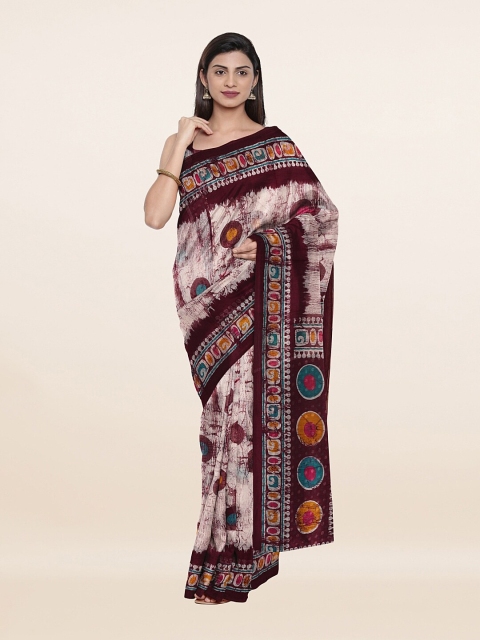

Pothys Off White & Maroon Ethnic Motifs Saree
