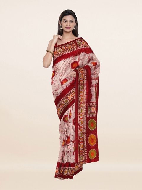 

Pothys Off White & Maroon Floral Saree