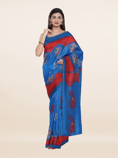 

Pothys Blue & Red Floral Printed Saree