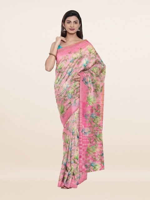 

Pothys Pink & Green Floral Saree